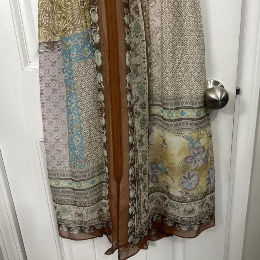 Boho Multicolor Patchwork Style Print Silk Halter… - image 2